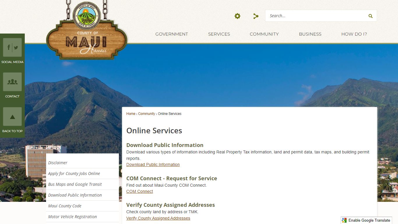 Online Services | Maui County, HI - Official Website
