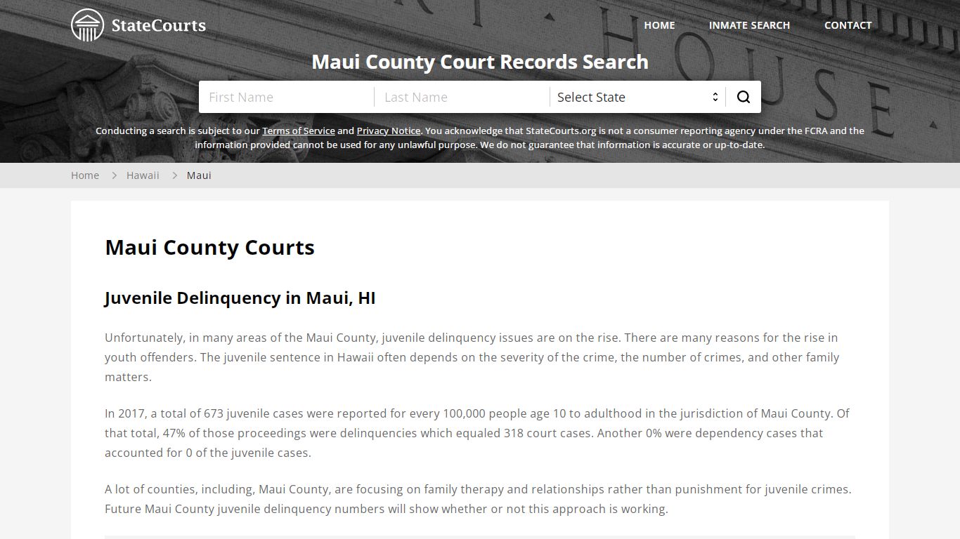 Maui County, HI Courts - Records & Cases - StateCourts