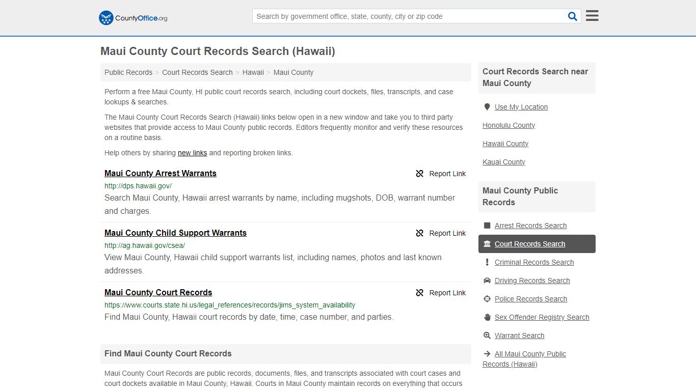 Court Records Search - Maui County, HI (Adoptions, Criminal, Child ...