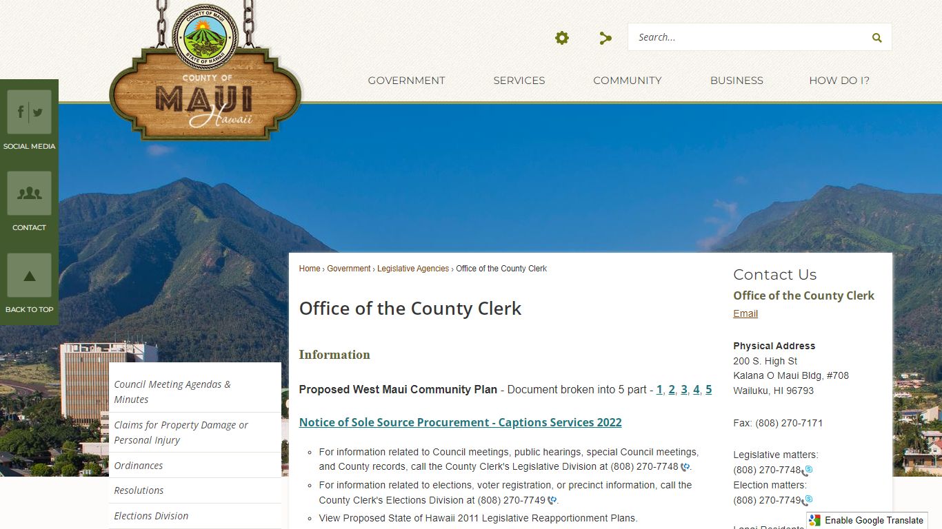 Office of the County Clerk | Maui County, HI - Official Website